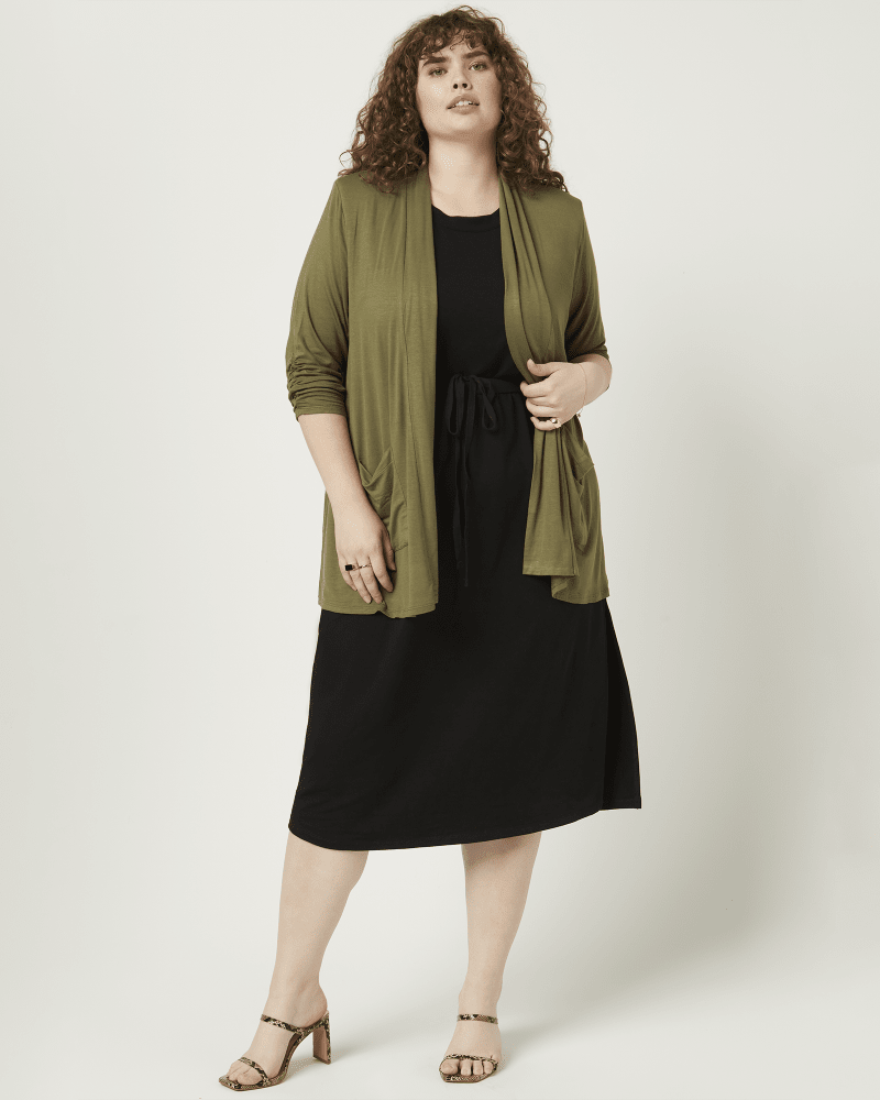 Plus Size Valerie Open Front Cardigan Olive Green